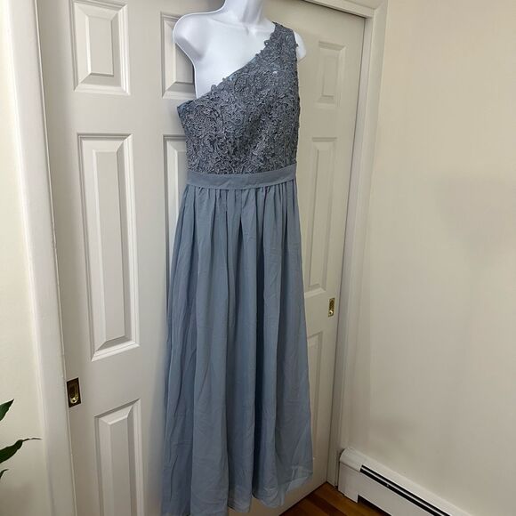 POMUYOO One ShoulderLace Bodice Chiffon Wedding/Formal Gown - Picture 2 of 9